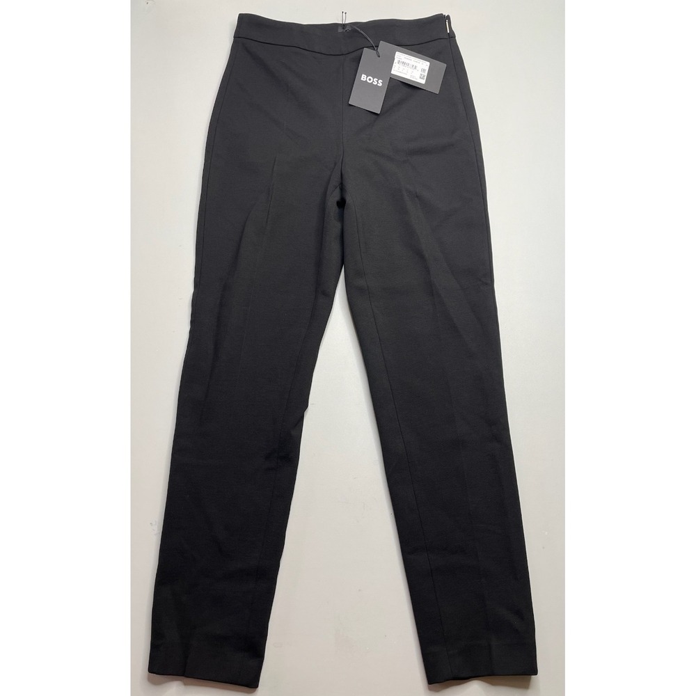 BOSS Hugo Boss Trousers Women Size 4 Black Side Zip Slim Fit Stretch Dress Pants